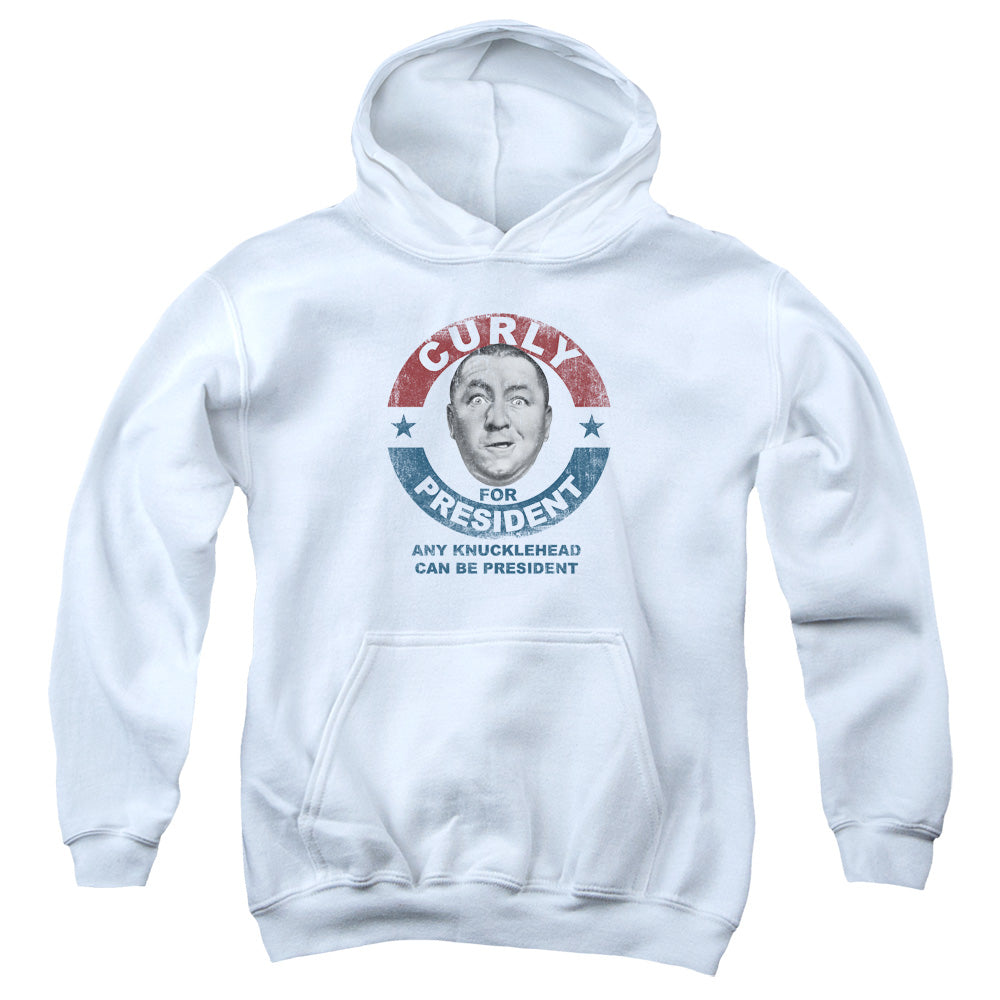 Three Stooges - Curly For President - Youth Pull-over Hoodie - White