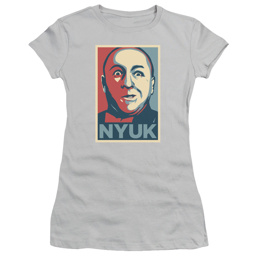 Three Stooges - Nyuk - Short Sleeve Junior Sheer - Silver T-shirt