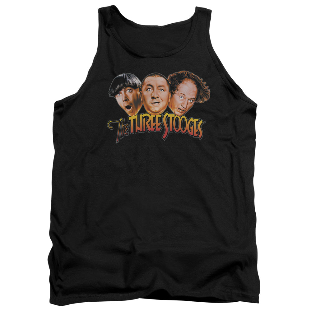 Three Stooges - Three Head Logo - Adult Tank - Black