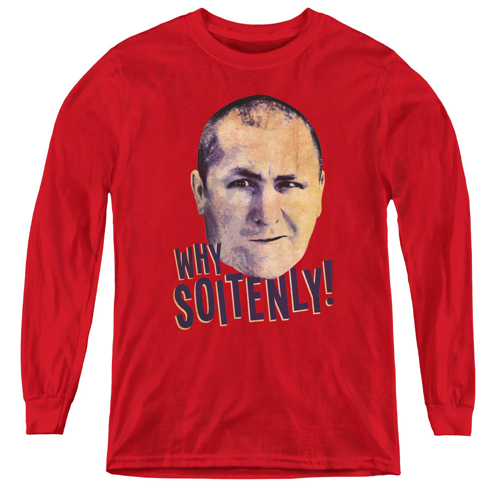 Three Stooges - Why Soitenly - Youth Long Sleeve Tee - Red