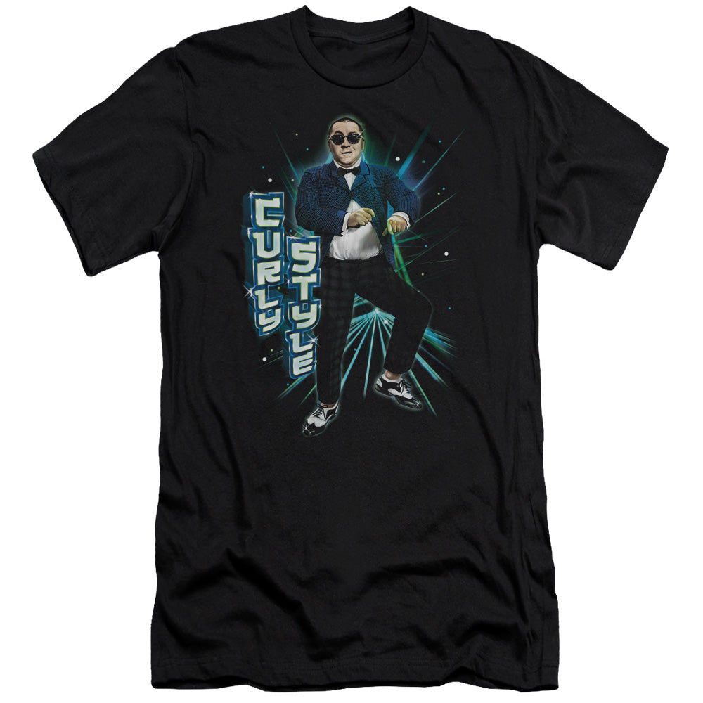 Three Stooges - Curly Style - Short Sleeve Adult 30/1 - Black T-shirt