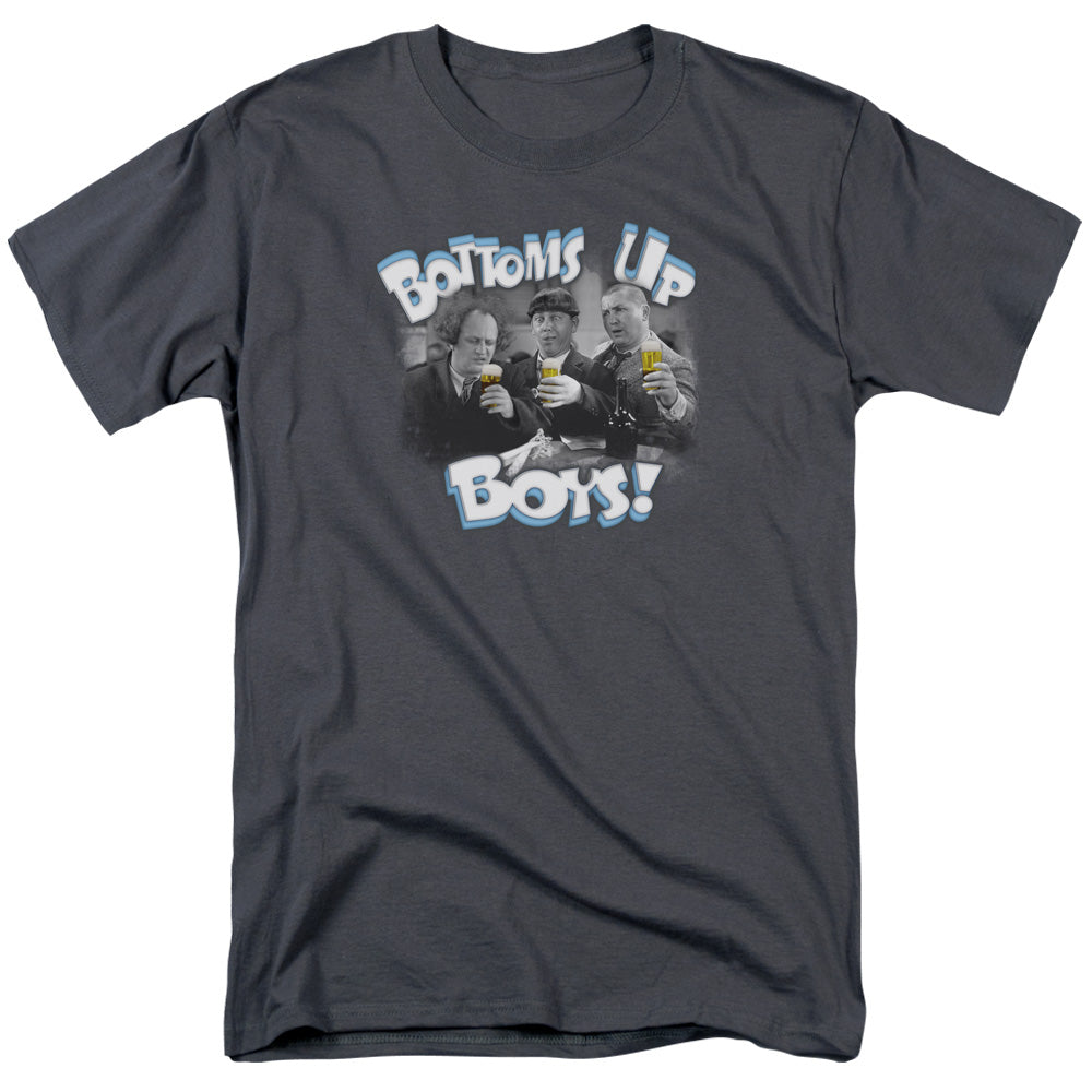 Three Stooges - Bottoms Up - Short Sleeve Adult 18/1 - Charcoal T-shirt