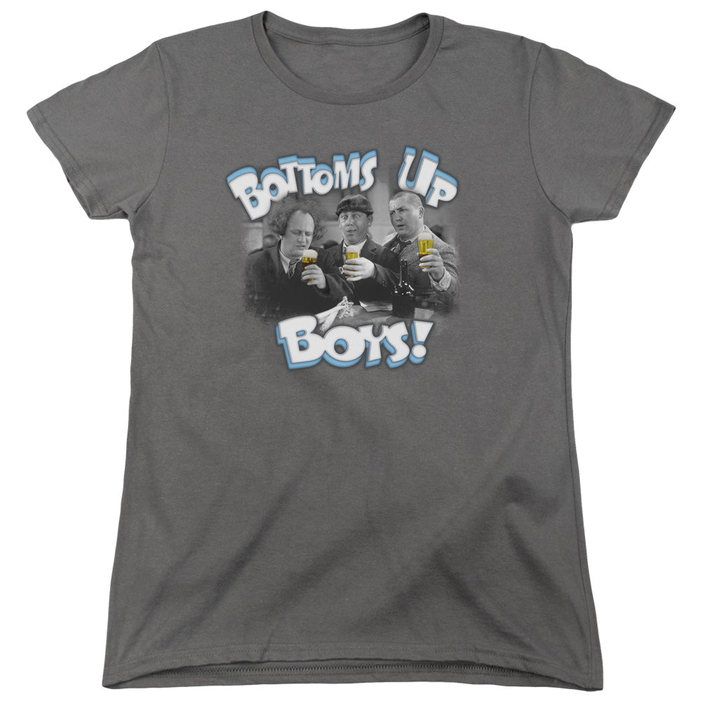 Three Stooges - Bottoms Up - Short Sleeve Womens Tee - Charcoal T-shirt