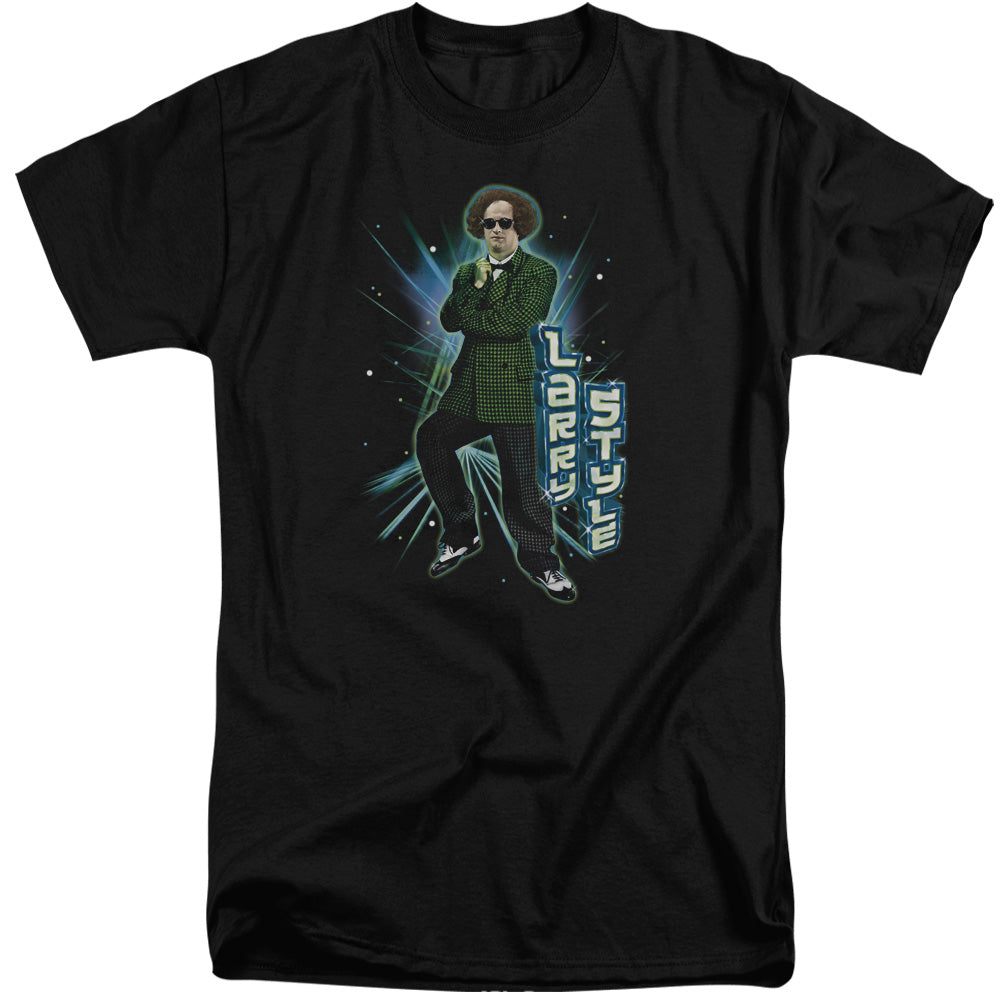 Three Stooges - Larry Style - Short Sleeve Adult Tall - Black T-shirt