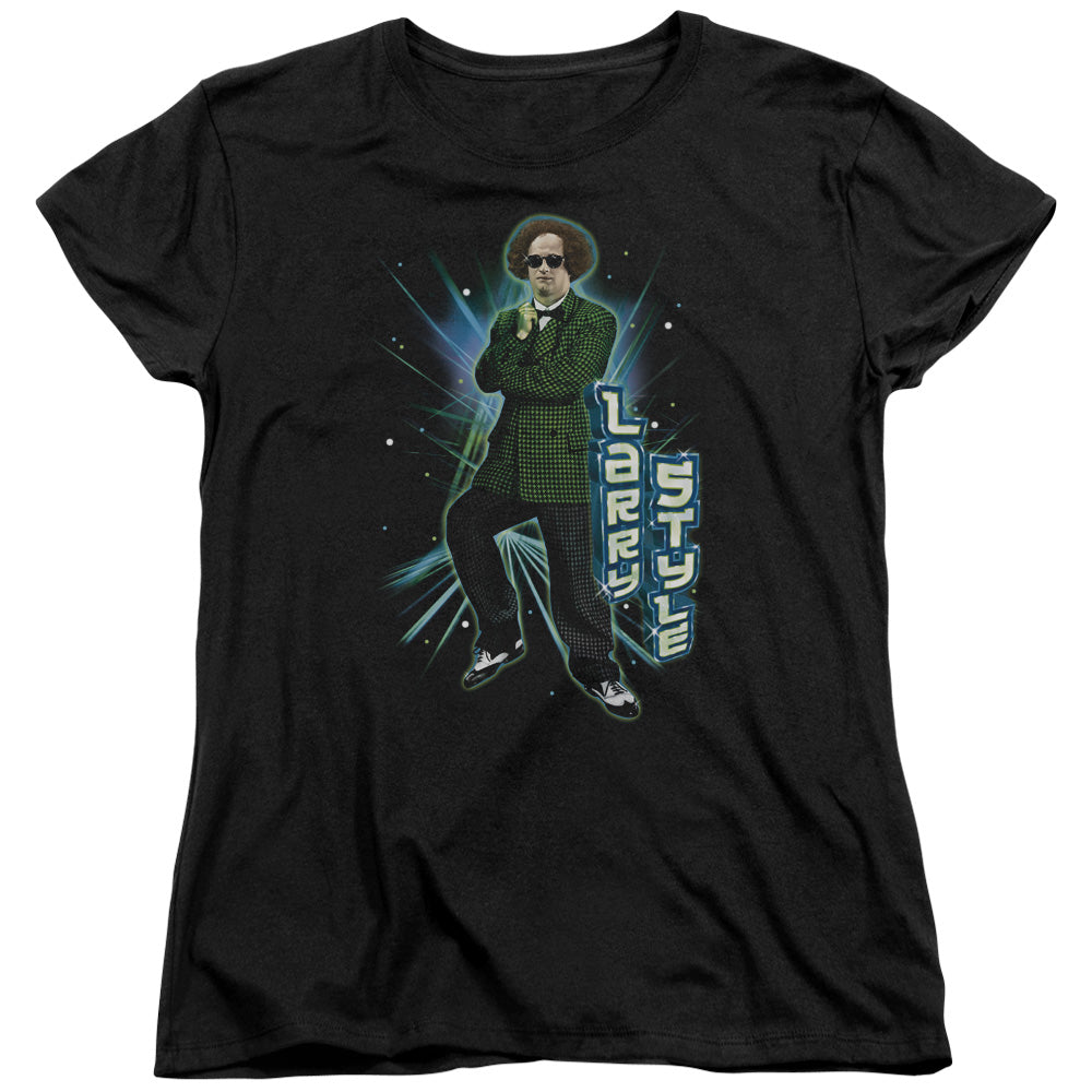 Three Stooges - Larry Style - Short Sleeve Womens Tee - Black T-shirt