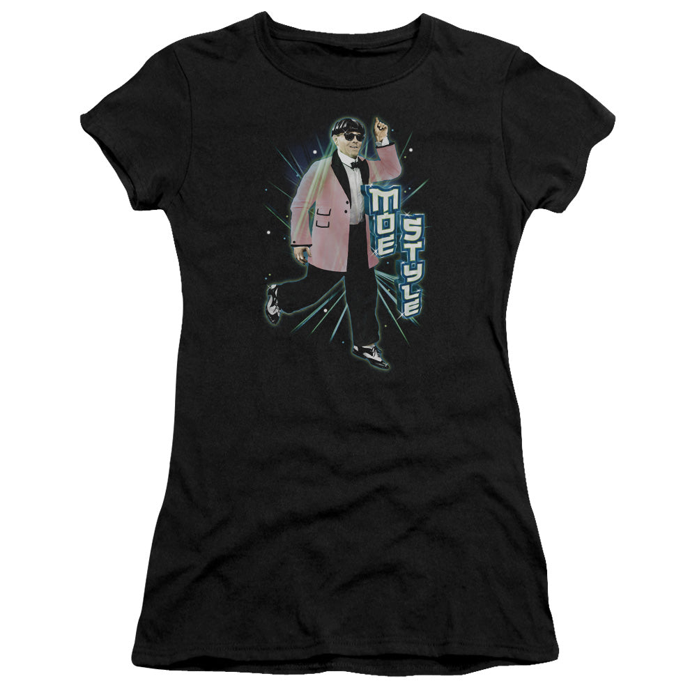 Three Stooges - Moe Style - Short Sleeve Junior Sheer - Black T-shirt