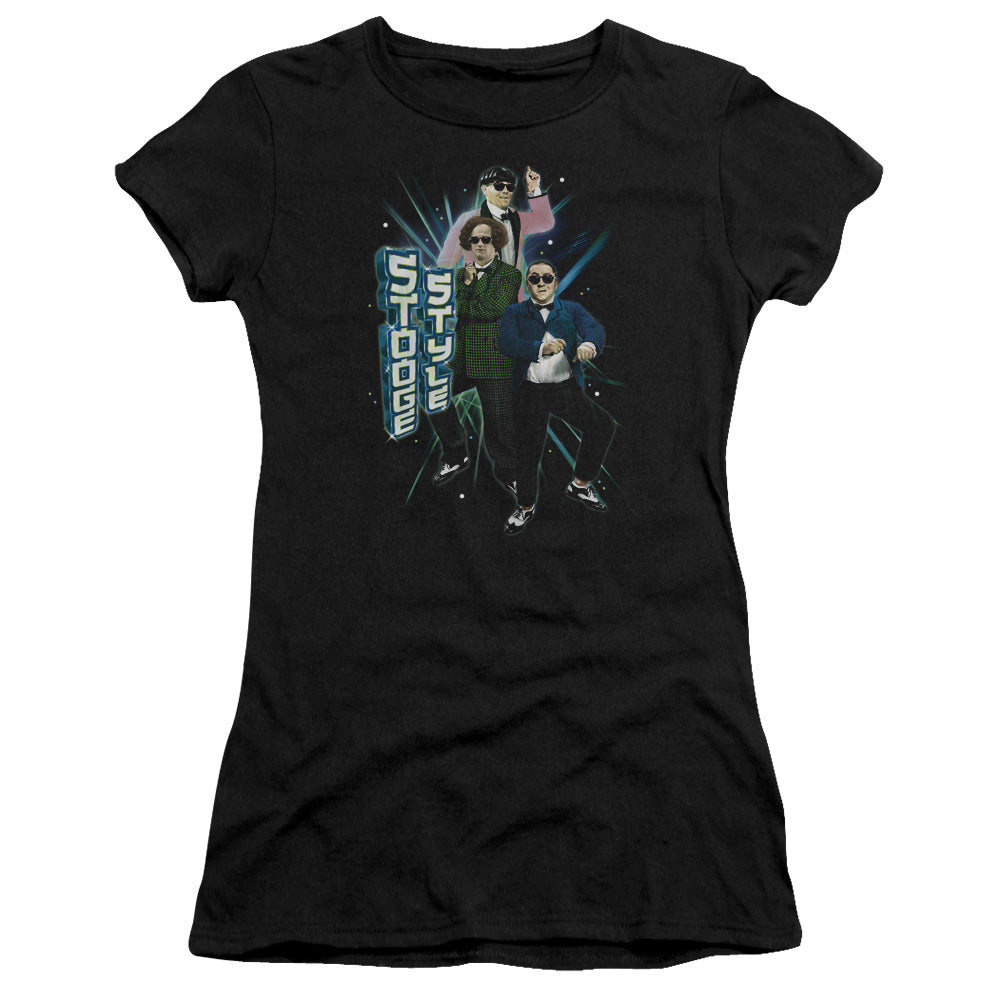 Three Stoogeshort Sleevetooge Style - S - S Junior Sheer - Black T-shirt