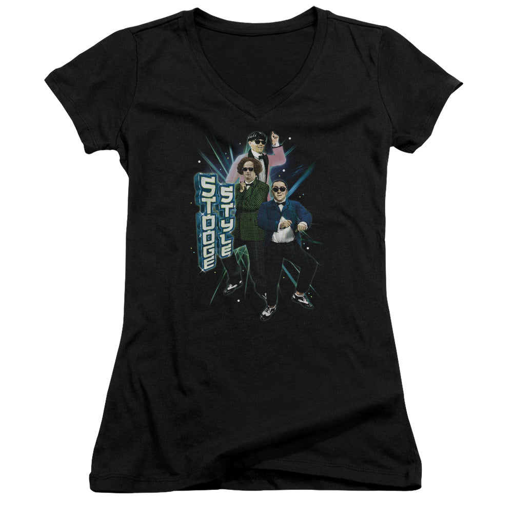 THREE STOOGE TOOGE STYLE - JUNIOR V-NECK - BLACK T-Shirt