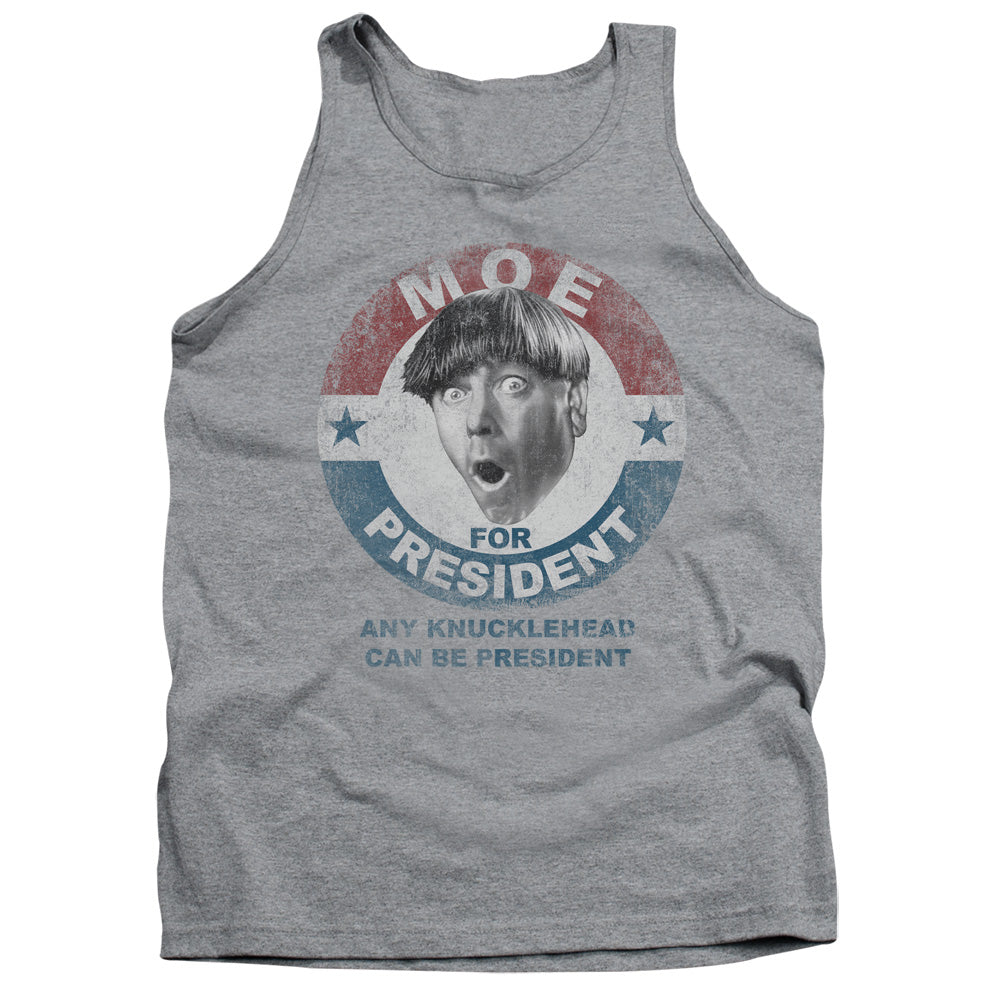 Three Stooges - Moe For President - Adult Tank - Athletic Heather