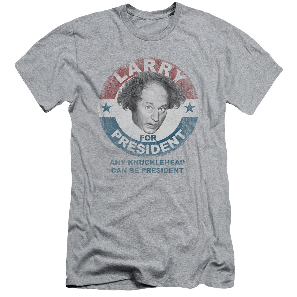 Three Stooges - Larry For President - Short Sleeve Adult 30/1 - Athletic Heather T-shirt