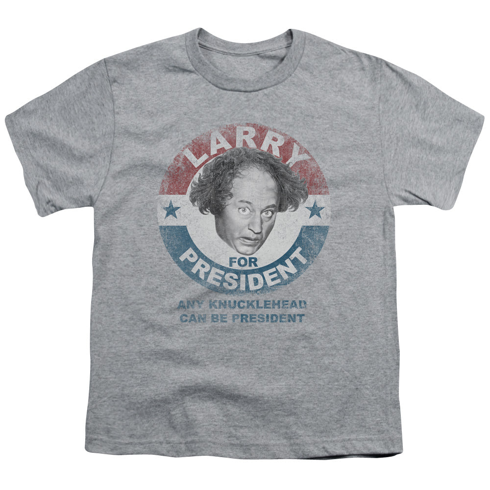 Three Stooges - Larry For President - Short Sleeve Youth 18/1 - Athletic Heather T-shirt