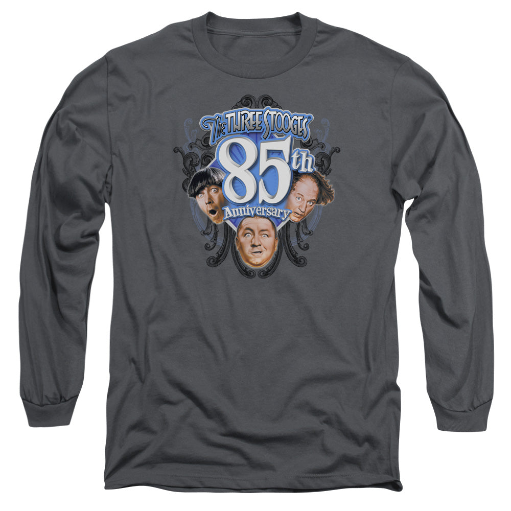 Three Stooges - 85th Anniversary 2 - Long Sleeve Adult 18/1 - Charcoal T-shirt