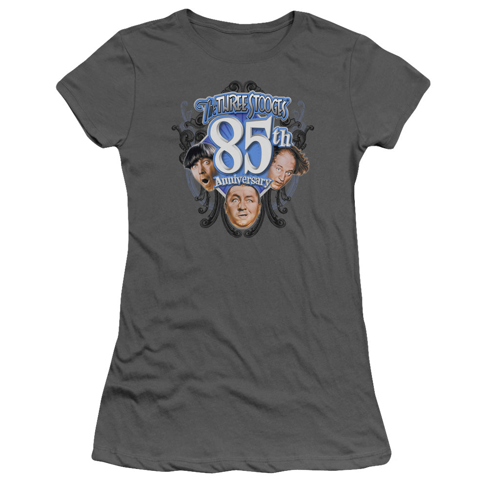 Three Stooges - 85th Anniversary 2 - Short Sleeve Junior Sheer - Charcoal T-shirt