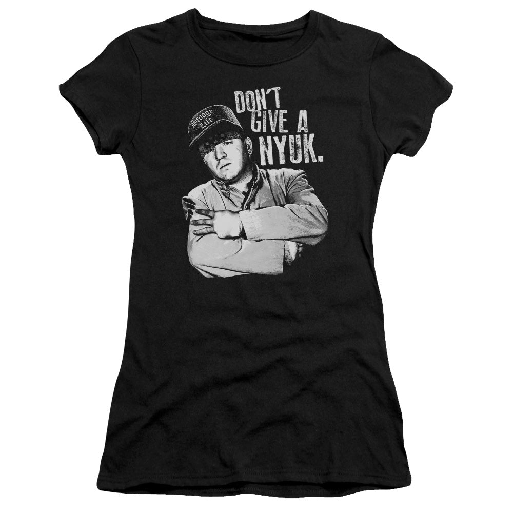 Three Stooges - Give A Nyuk - Short Sleeve Junior Sheer - Black T-shirt