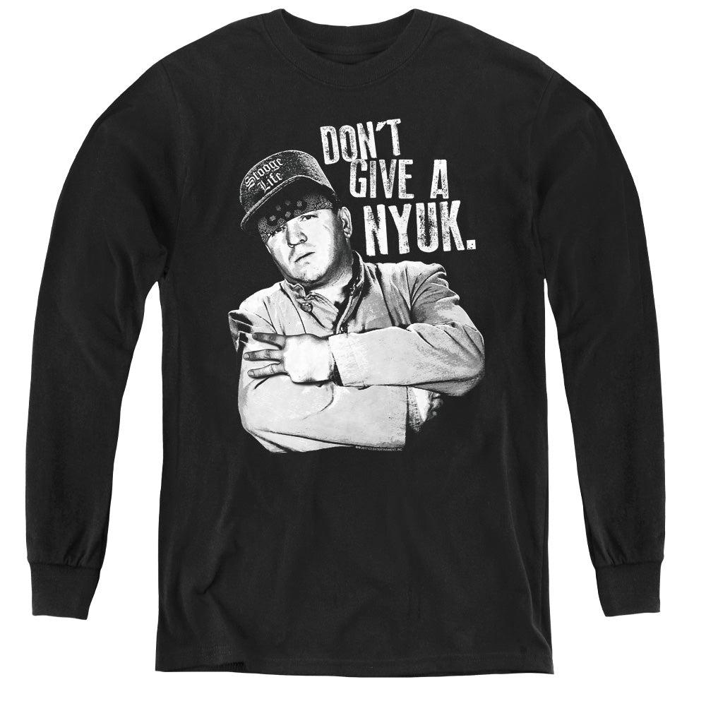Three Stooges - Give A Nyuk - Youth Long Sleeve Tee - Black