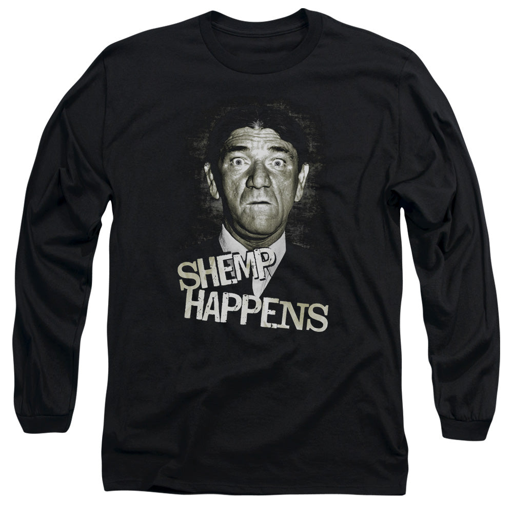 Three Stooges - Shemp Happens - Long Sleeve Adult 18/1 - Black T-shirt
