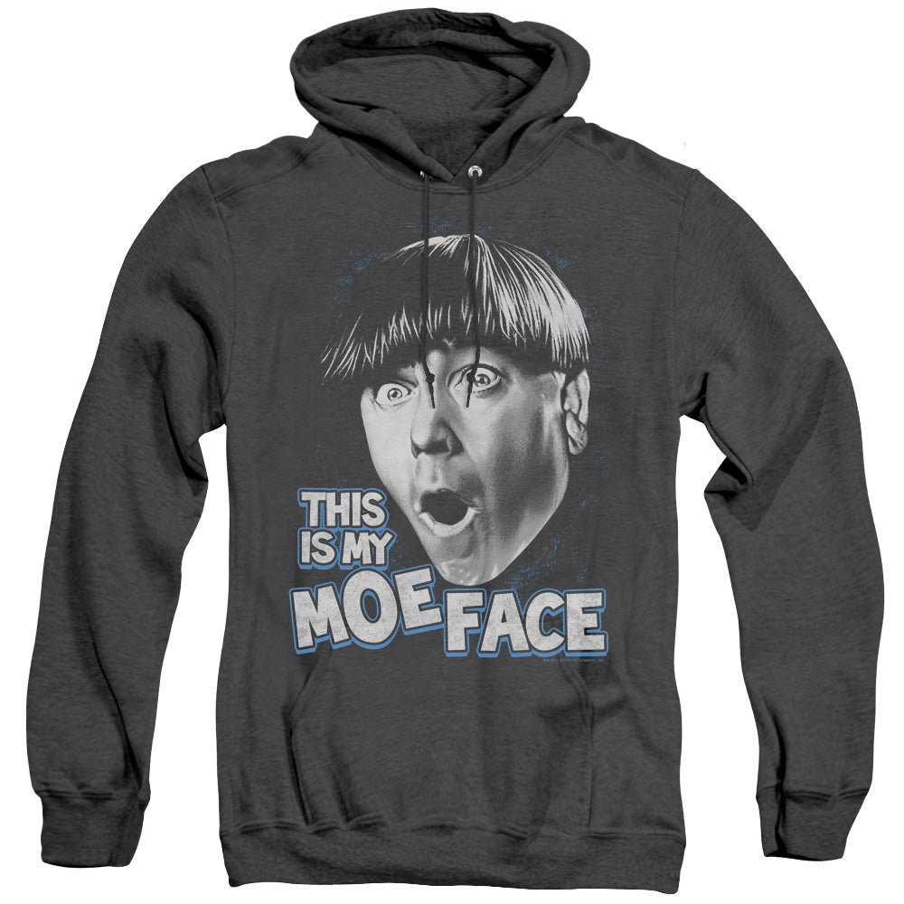 Three Stooges - Moe Face - Adult Heather Hoodie - Black