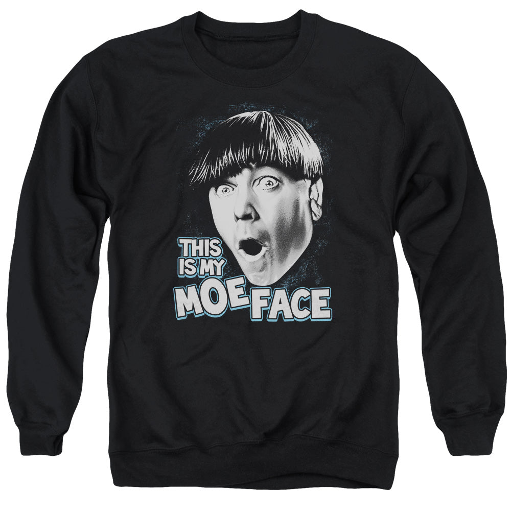 Three Stooges - Moe Face - Adult Crewneck Sweatshirt - Black