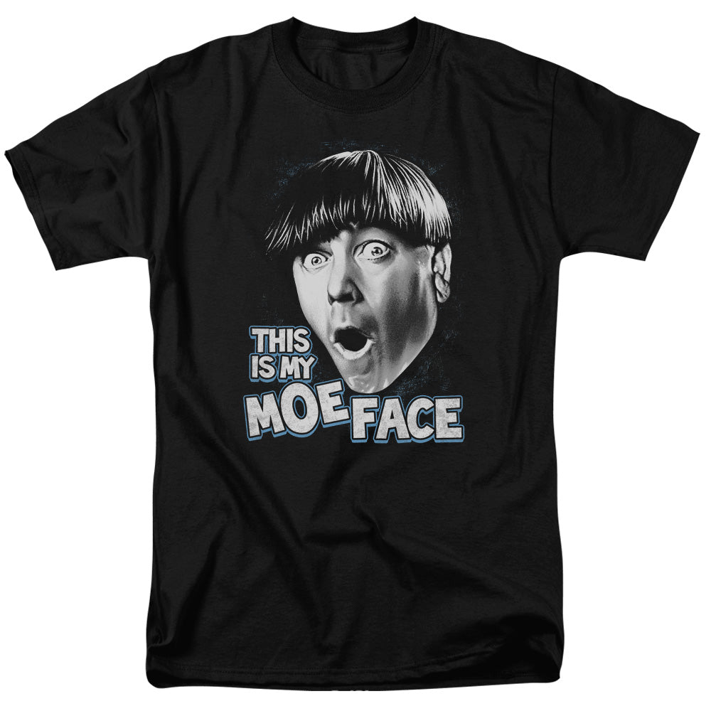 Three Stooges - Moe Face - Short Sleeve Adult 18/1 - Black T-shirt