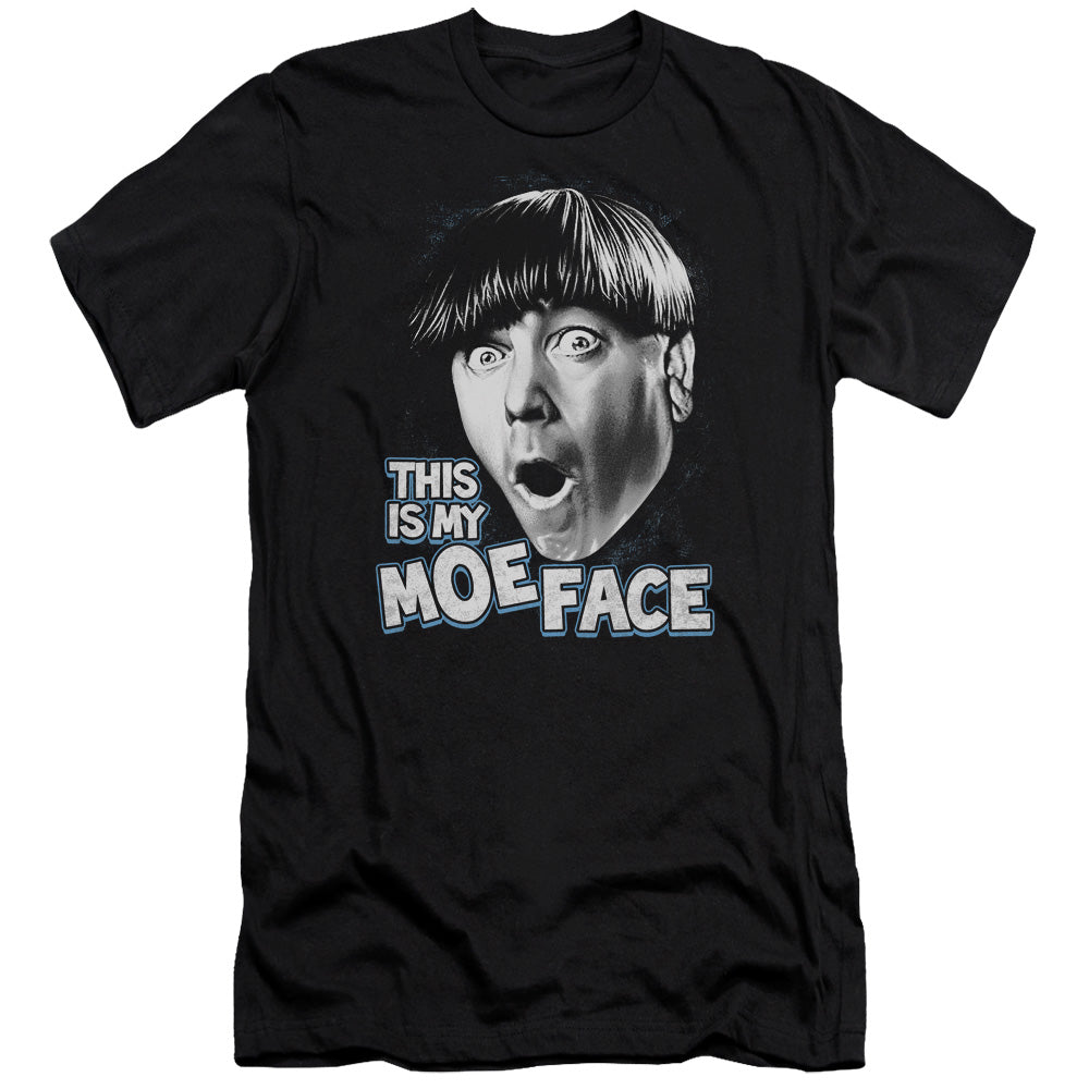 Three Stooges - Moe Face - Short Sleeve Adult 30/1 - Black T-shirt