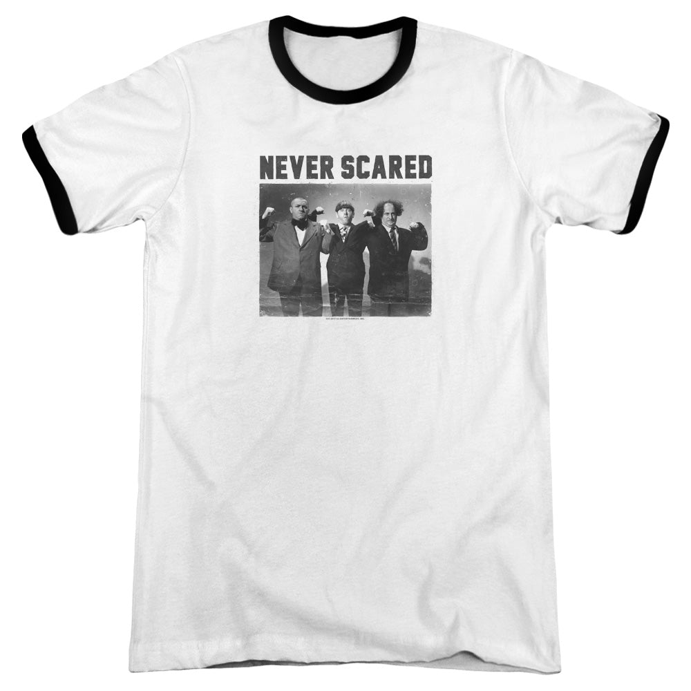 Three Stooges Never Scared - Adult Ringer - White/black