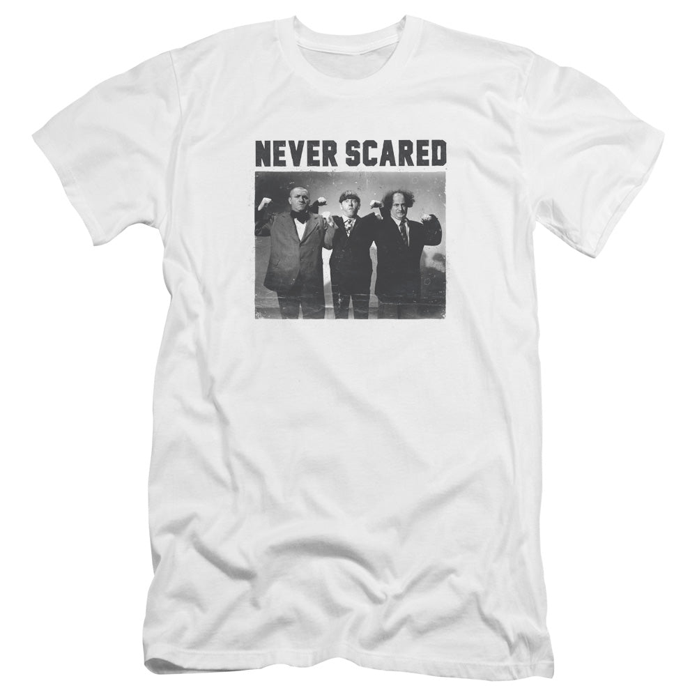 Three Stooges - Never Scared-premuim Canvas Adult Slim Fit 30/1 - White