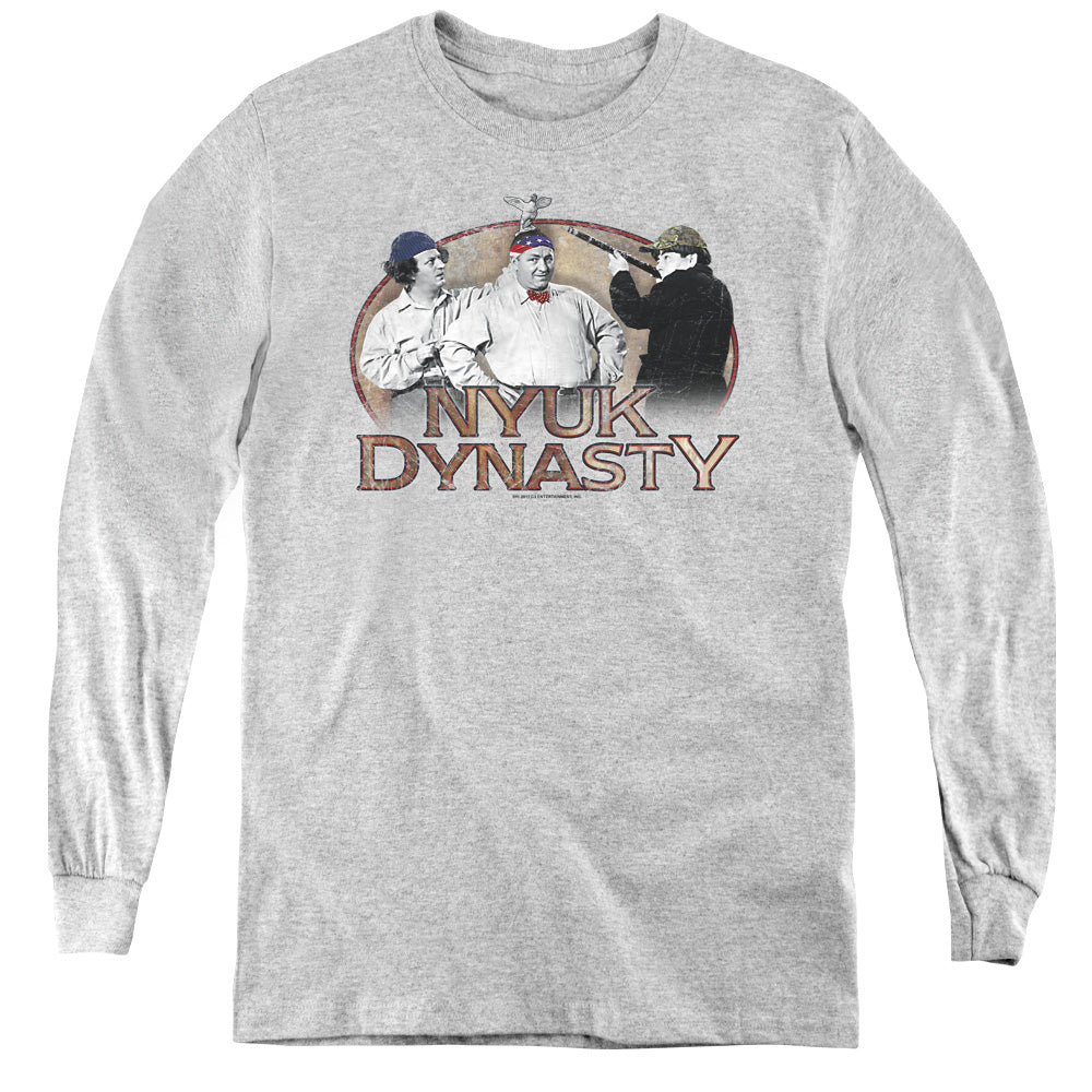 Three Stooges - Nyuk Dynasty - Youth Long Sleeve Tee - Athletic Heather