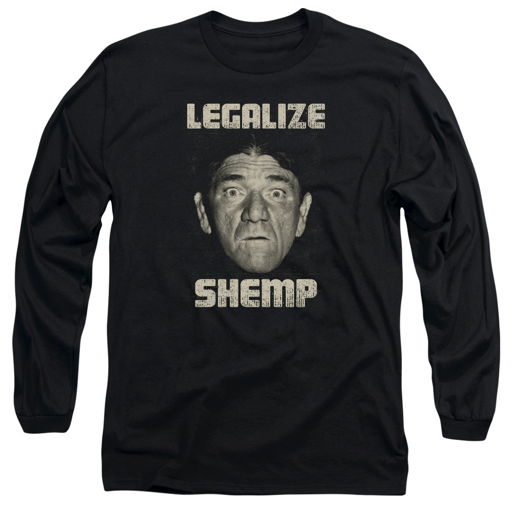 Three Stooges - Legalize Shemp - Long Sleeve Adult 18/1 - Black T-shirt