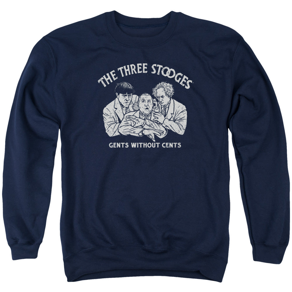 Three Stooges - Without Cents - Adult Crewneck Sweatshirt - Navy