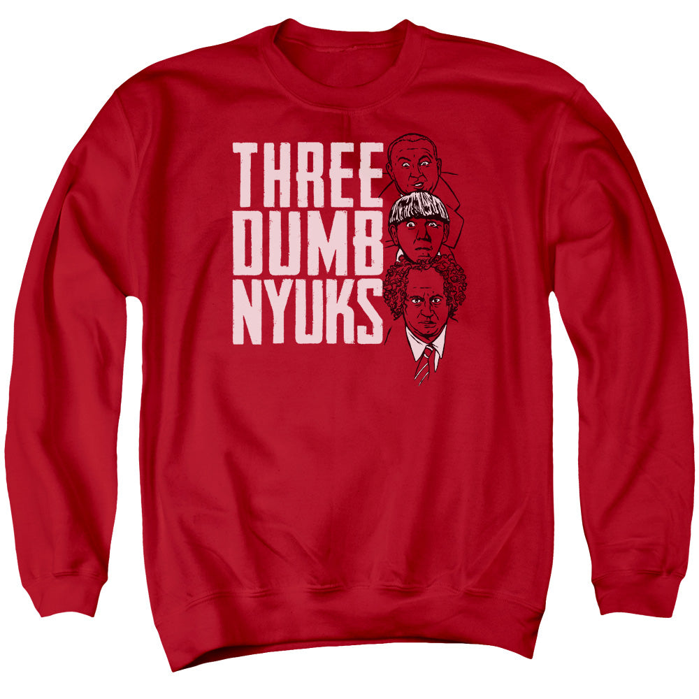 Three Stooges - Three Dumb Nyuks - Adult Crewneck Sweatshirt - Red