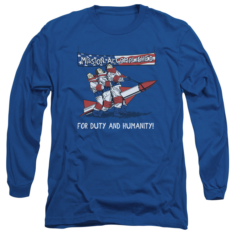 Three Stooges - Mission Accomplished - Long Sleeve Adult 18/1 - Royal Blue T-shirt