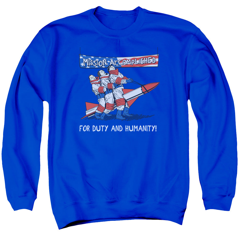 Three Stooges - Mission Accomplished - Adult Crewneck Sweatshirt - Royal Blue