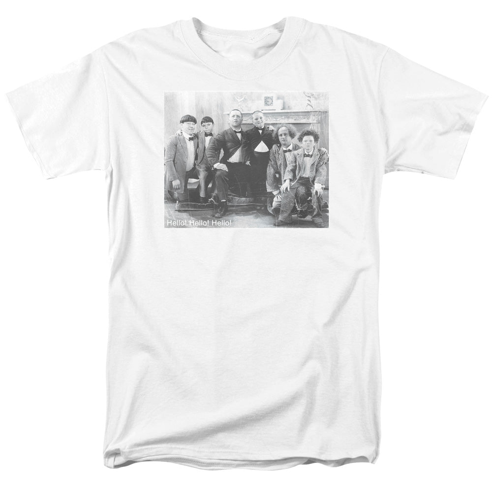THREE STOOGES HELLO - S/S ADULT 18/1 - WHITE T-Shirt