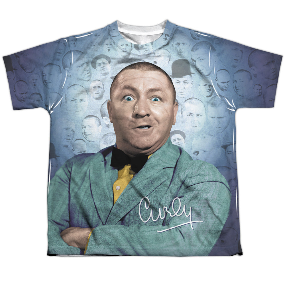 Three Stooges - Curly Heads - Short Sleeve Youth Poly Crew - White T-shirt