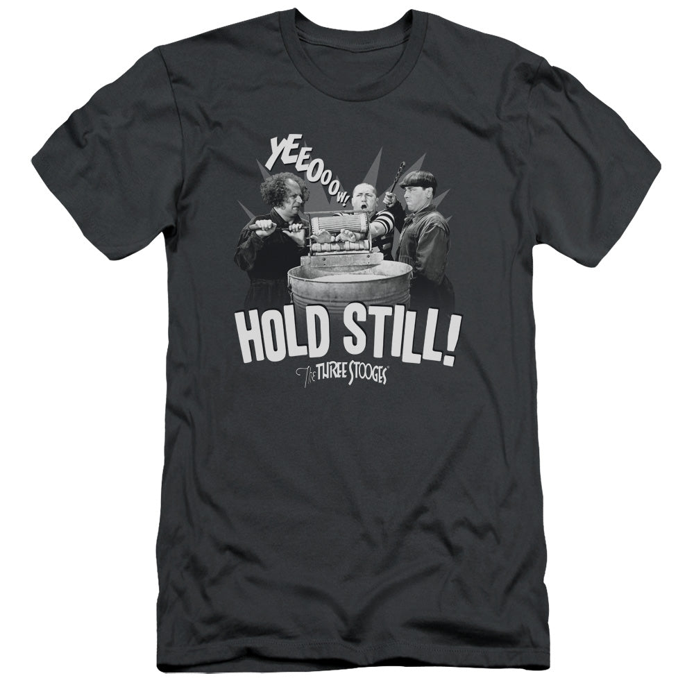 Three Stooges - Hold Still - Short Sleeve Adult 30/1 - Charcoal T-shirt