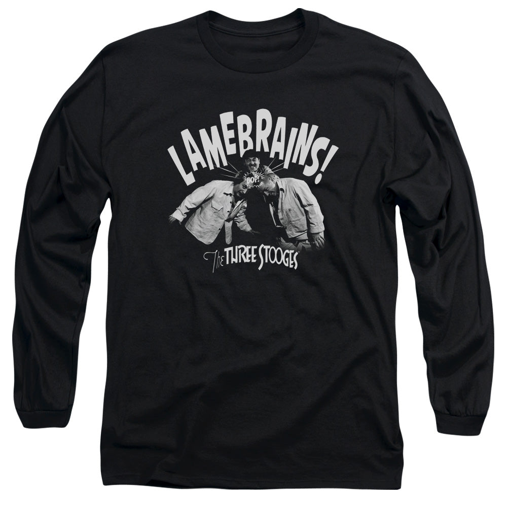 Three Stooges - Lamebrains - Long Sleeve Adult 18/1 - Black T-shirt