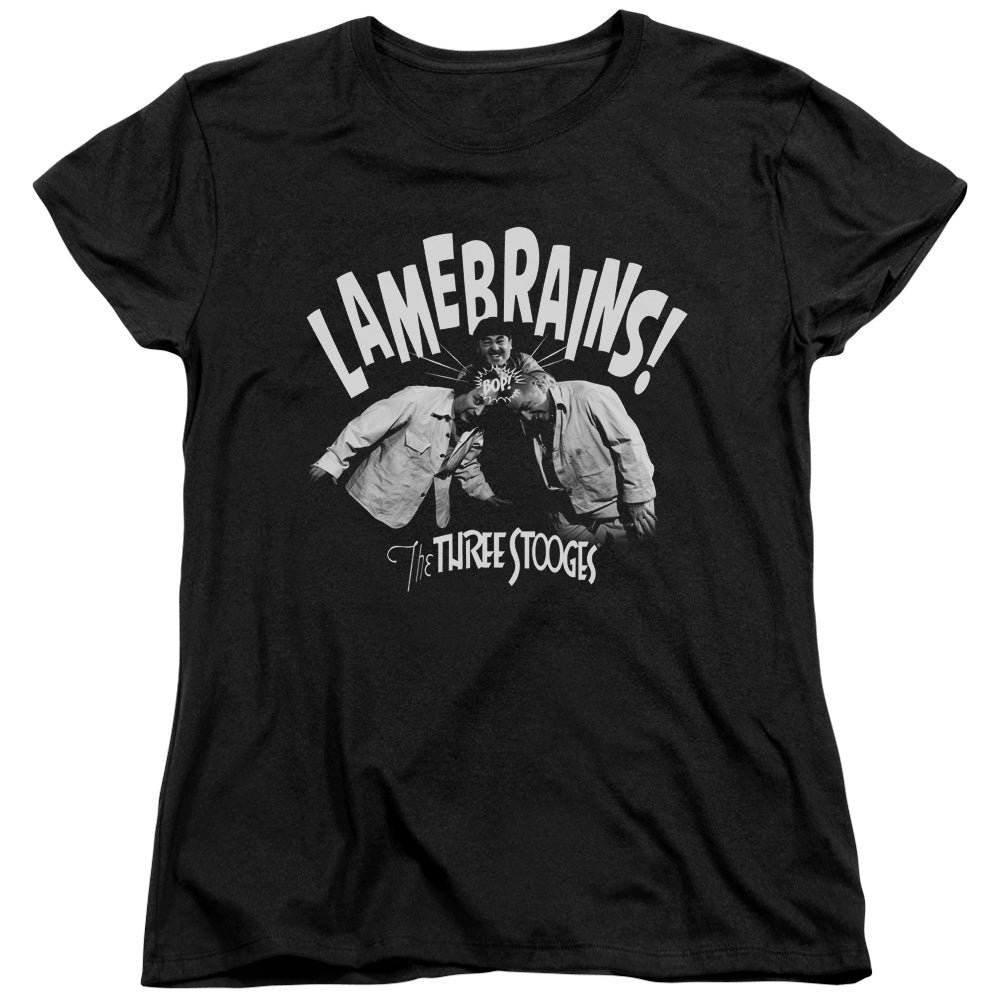 Three Stooges - Lamebrains - Short Sleeve Womens Tee - Black T-shirt