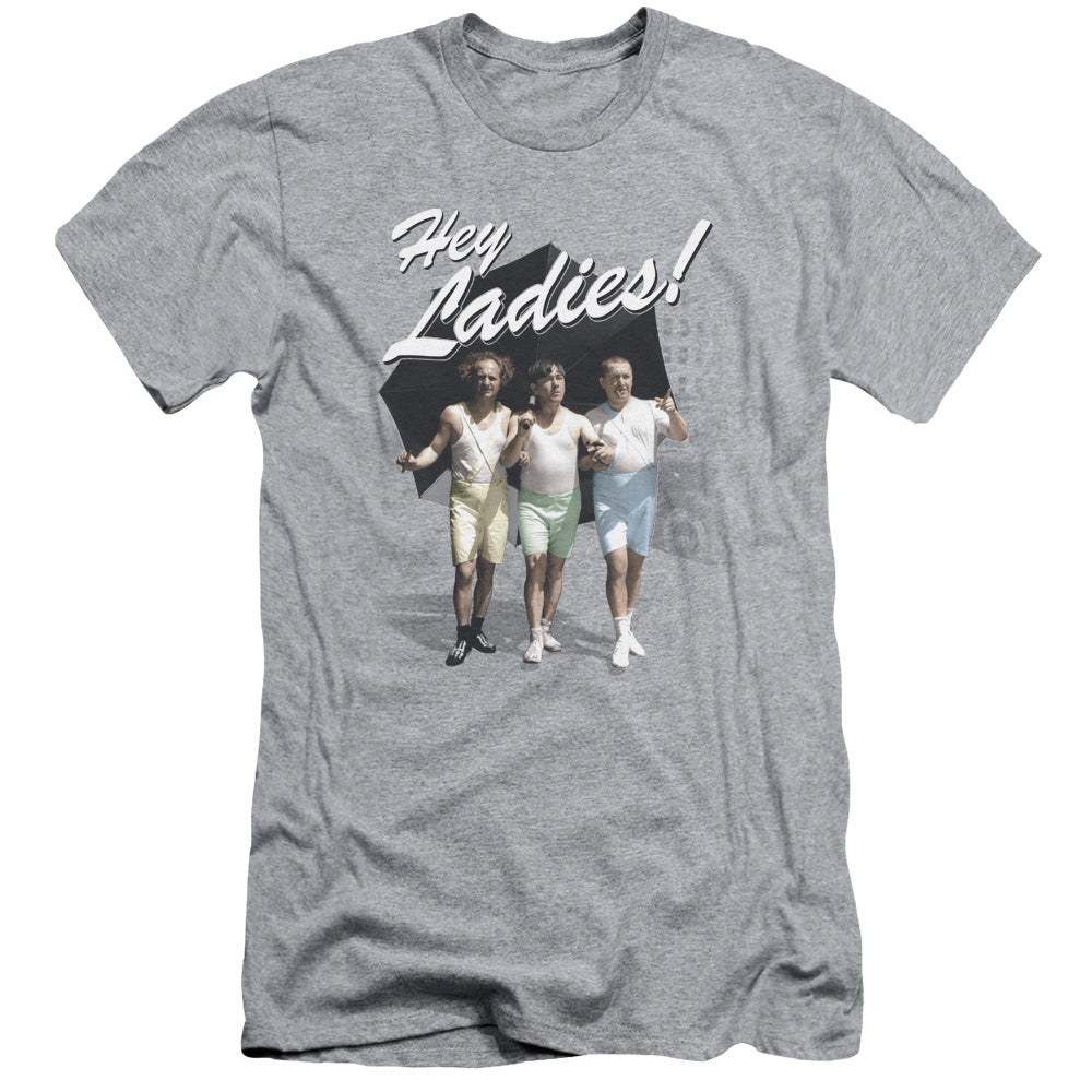Three Stooges - Hey Ladies - Short Sleeve Adult 30/1 - Athletic Heather T-shirt