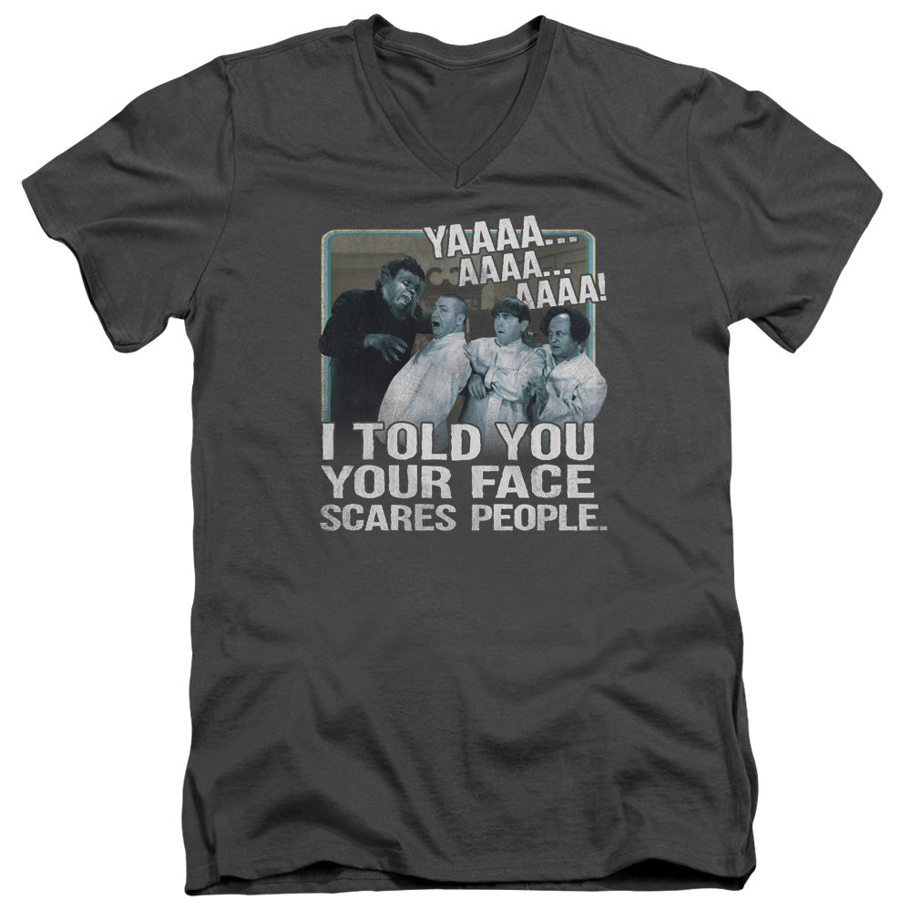 Three Stoogeshort Sleevecares People-s - S Adult V-neck 30/1 - Charcoal T-shirt