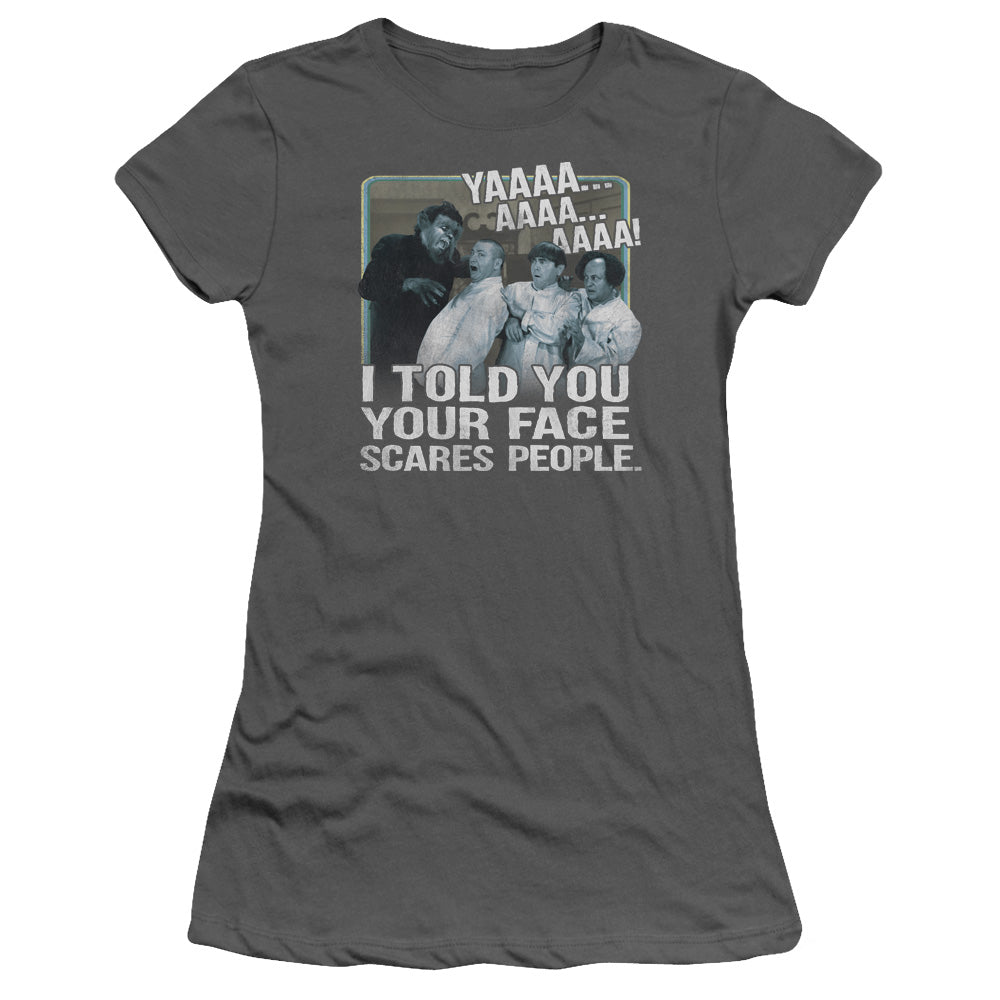 Three Stoogeshort Sleevecares People-s - S Junior Sheer - Charcoal T-shirt
