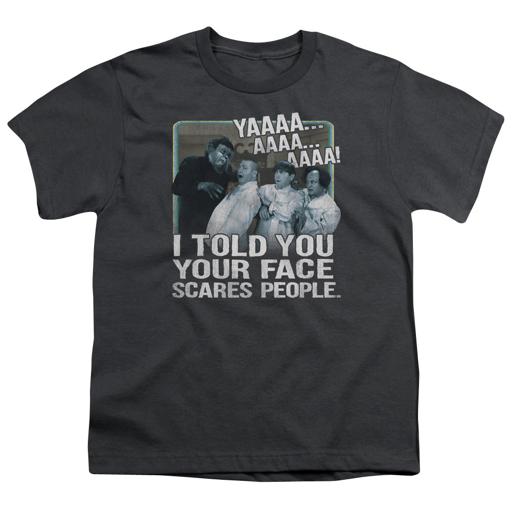 Three Stoogeshort Sleevecares People-s - S Youth 18/1 - Charcoal T-shirt