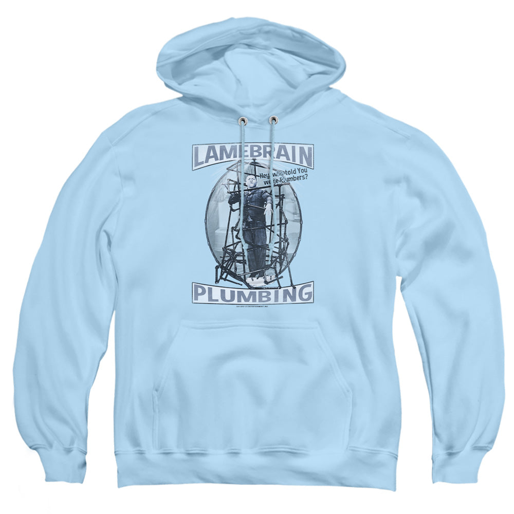 Three Stooges - Lamebrain Plumbing - Adult Pull-over Hoodie - Light Blue