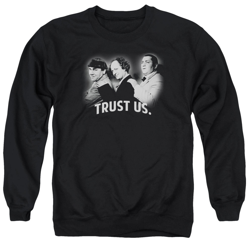 Three Stooges - Turst Us - Adult Crewneck Sweatshirt - Black