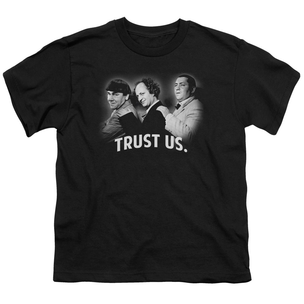 Three Stooges - Turst Us - Short Sleeve Youth 18/1 - Black T-shirt