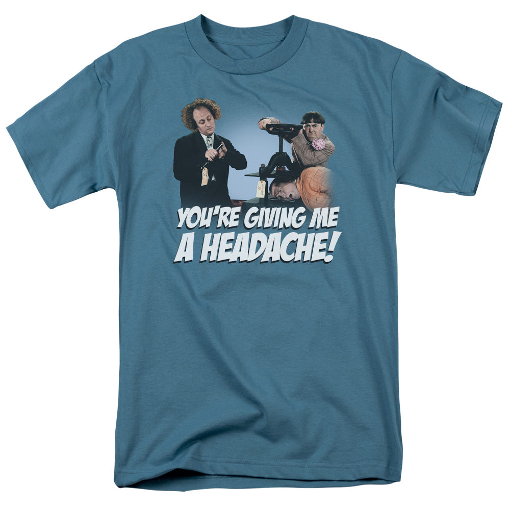 Three Stooges - Headache - Short Sleeve Adult 18/1 - Slate T-shirt
