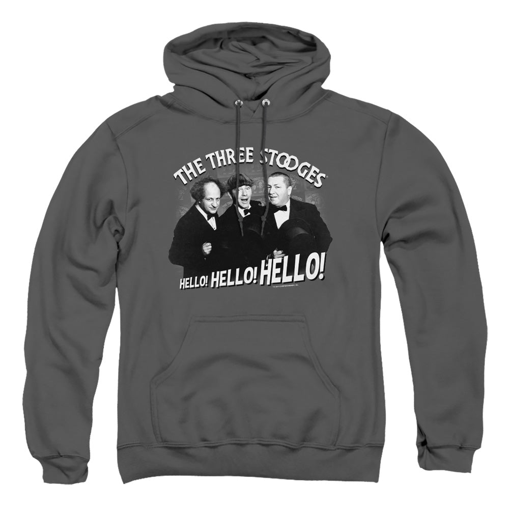 Three Stooges - Hello Again - Adult Pull-over Hoodie - Charcoal