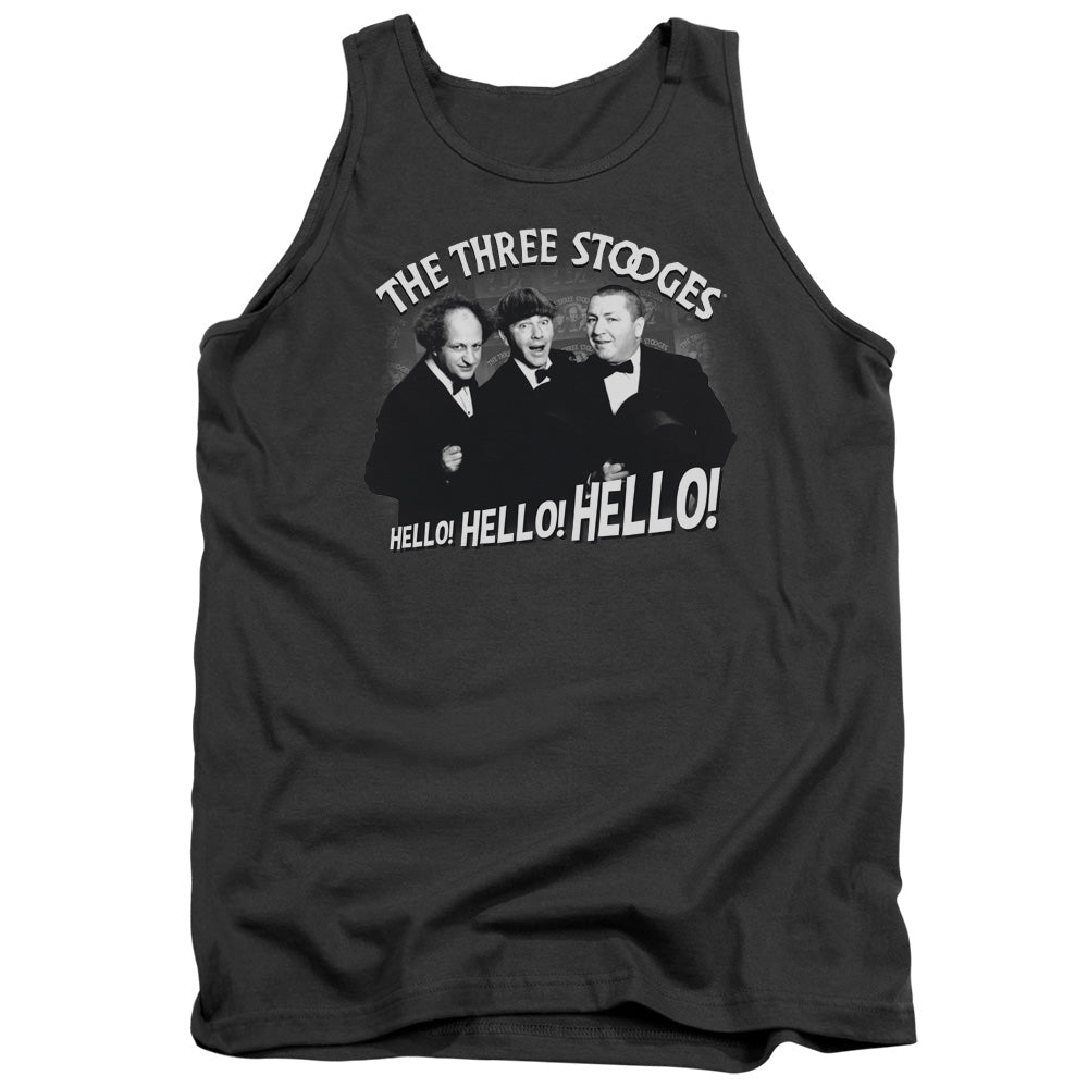 Three Stooges - Hello Again - Adult Tank - Charcoal
