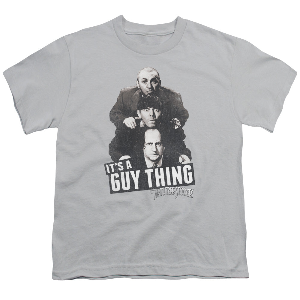 Three Stooges - Guy Thing - Short Sleeve Youth 18/1 - Silver T-shirt