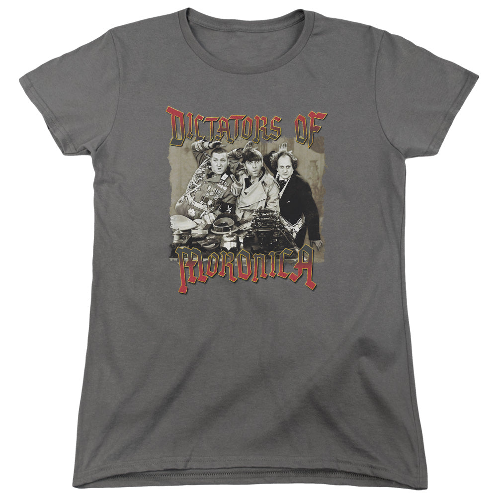 Three Stooges - Moronica - Short Sleeve Womens Tee - Charcoal T-shirt