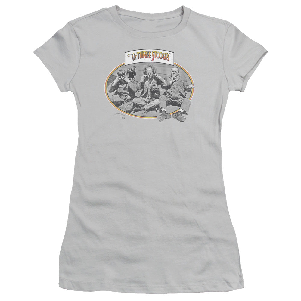 Three Stooges - Monkey See - Short Sleeve Junior Sheer - Silver T-shirt
